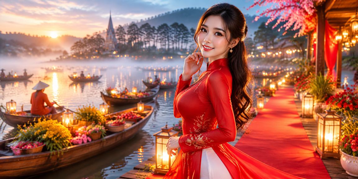Người phụ nữ mặc áo dài theo dõi kết quả cược tại Đà Lạt