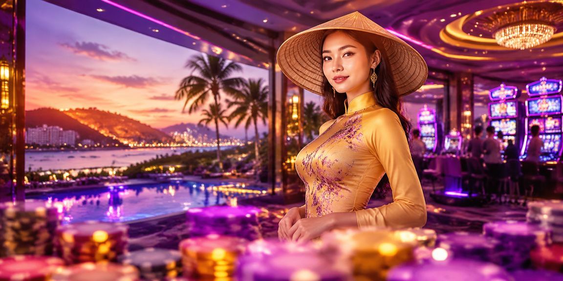 Người phụ nữ đội nón lá tại Mũi Né tham gia slot game và nhận khuyến mãi trên điện thoại