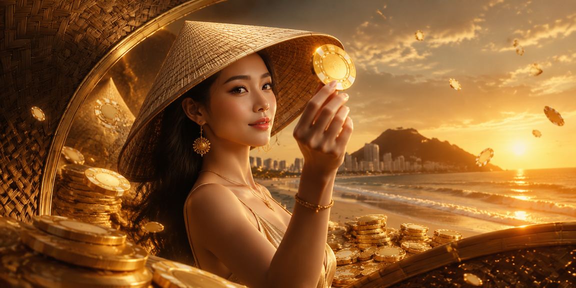 Người chơi trải nghiệm casino và cá cược di động tại Vũng Tàu với nón lá truyền thống Việt Nam
